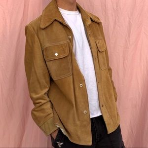 Genuine Leather men’s suede button-up jacket.